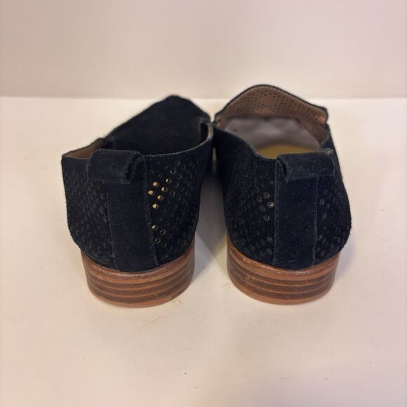 Dolce Vita Black Perforated Leather Suede Pointed Toe Flats 8.5 - Picture 3 of 8